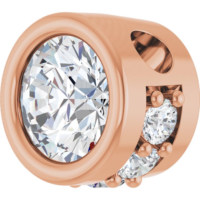 14K Rose Natural White Sapphire & .07 CTW Natural Diamond Pendant
