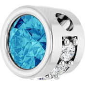 Platinum Natural Blue Zircon & .07 CTW Natural Diamond Pendant