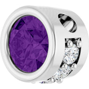14K White Natural Amethyst & .07 CTW Natural Diamond Pendant