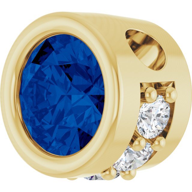 14K Yellow Lab-Grown Blue Sapphire & .07 CTW Natural Diamond Pendant
