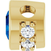 14K Yellow Natural Blue Sapphire & .07 CTW Natural Diamond Pendant