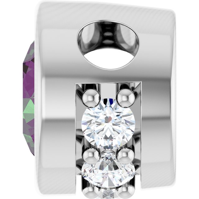 Sterling Silver Lab-Grown Alexandrite & .07 CTW Natural Diamond Pendant