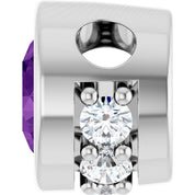 14K White Natural Amethyst & .07 CTW Natural Diamond Pendant