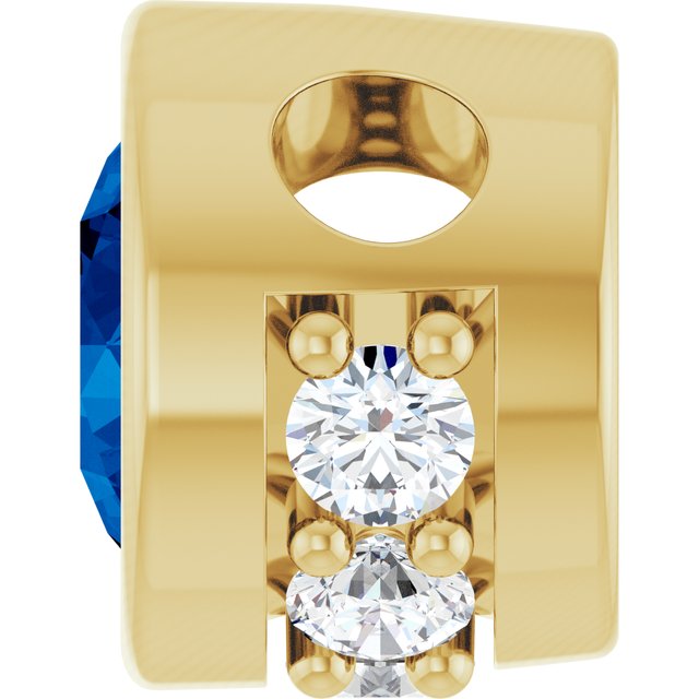 14K Yellow Lab-Grown Blue Sapphire & .07 CTW Natural Diamond Pendant