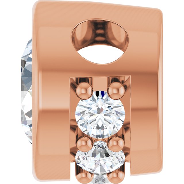 14K Rose Natural White Sapphire & .07 CTW Natural Diamond Pendant