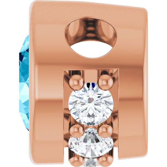 14K Rose Natural Aquamarine & .07 CTW Natural Diamond Pendant