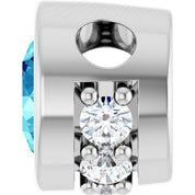 14K White Natural Blue Zircon & .07 CTW Natural Diamond Pendant