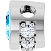 14K White Natural Aquamarine & .07 CTW Natural Diamond Pendant