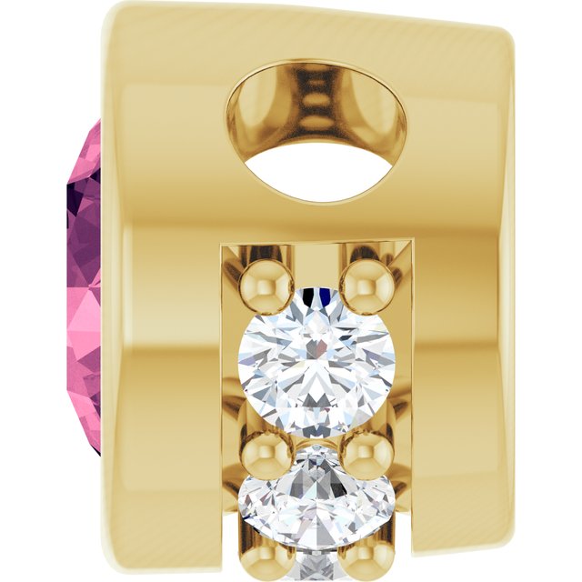 14K Yellow Natural Pink Tourmaline & .07 CTW Natural Diamond Pendant