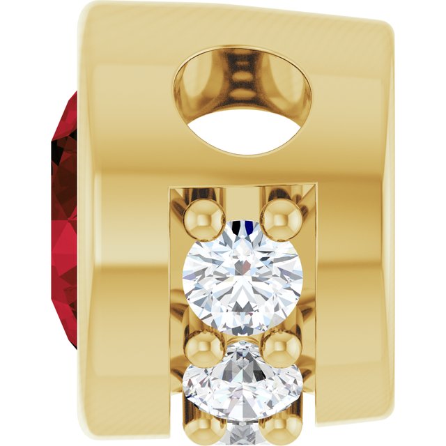 14K Yellow Natural Mozambique Garnet & .07 CTW Natural Diamond Pendant
