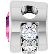 Sterling Silver Natural Pink Tourmaline & .07 CTW Natural Diamond Pendant
