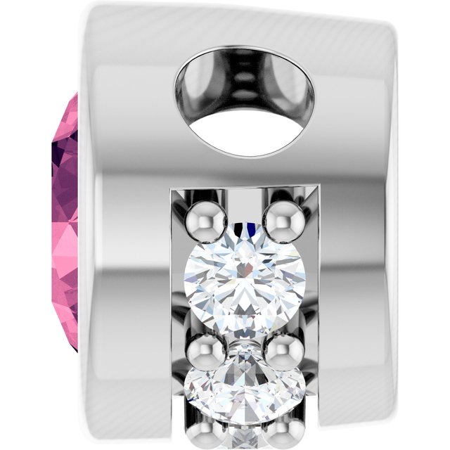 Sterling Silver Natural Pink Tourmaline & .07 CTW Natural Diamond Pendant