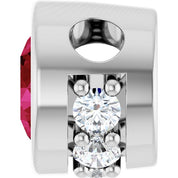 Sterling Silver Lab-Grown Ruby & .07 CTW Natural Diamond Pendant