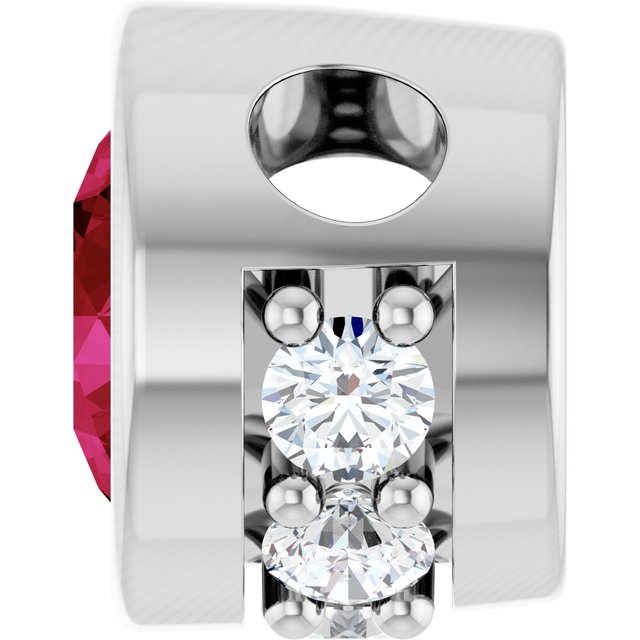 Sterling Silver Lab-Grown Ruby & .07 CTW Natural Diamond Pendant