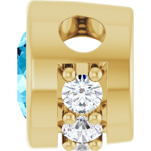14K Yellow Natural Aquamarine & .07 CTW Natural Diamond Pendant