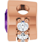 14K Rose Natural Amethyst & .07 CTW Natural Diamond Pendant