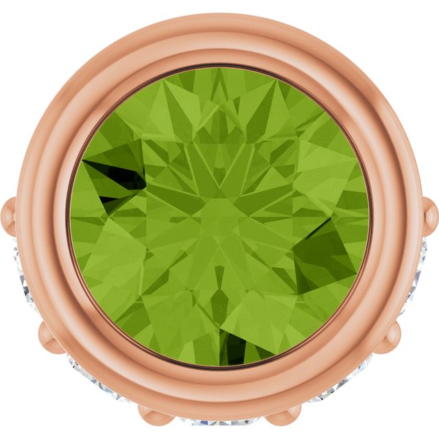 14K Rose Natural Peridot & .07 CTW Natural Diamond Pendant