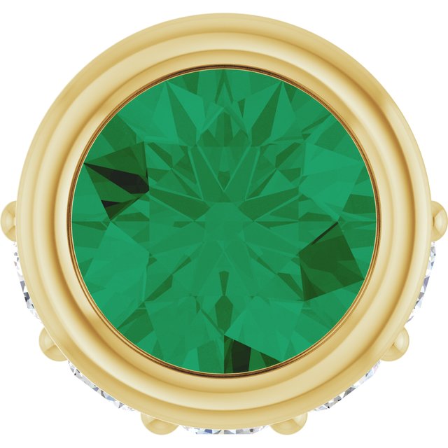 14K Yellow Lab-Grown Emerald & .07 CTW Natural Diamond Pendant