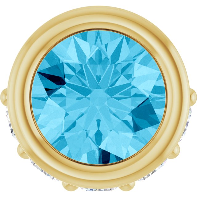 14K Yellow Natural Aquamarine & .07 CTW Natural Diamond Pendant