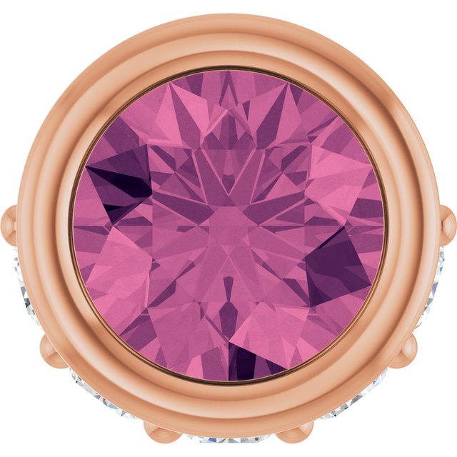 14K Rose Natural Pink Tourmaline & .07 CTW Natural Diamond Pendant