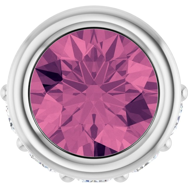 Sterling Silver Natural Pink Tourmaline & .07 CTW Natural Diamond Pendant