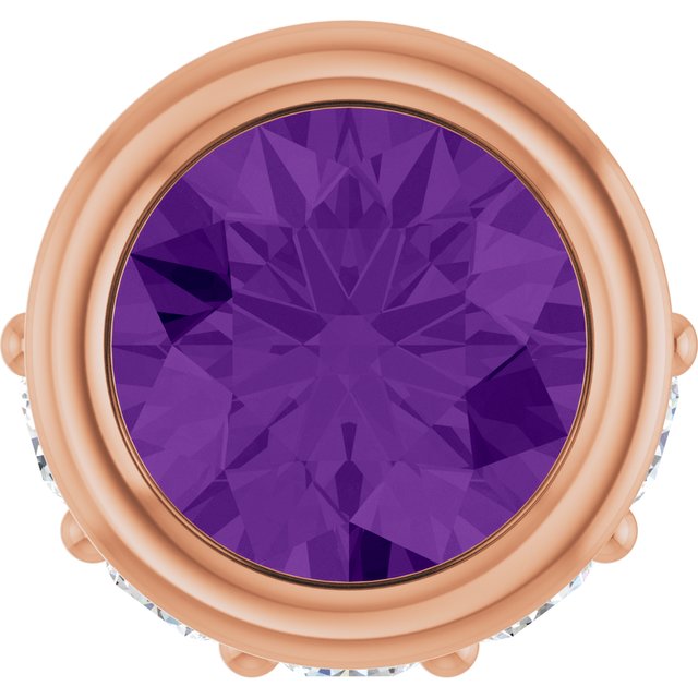 14K Rose Natural Amethyst & .07 CTW Natural Diamond Pendant