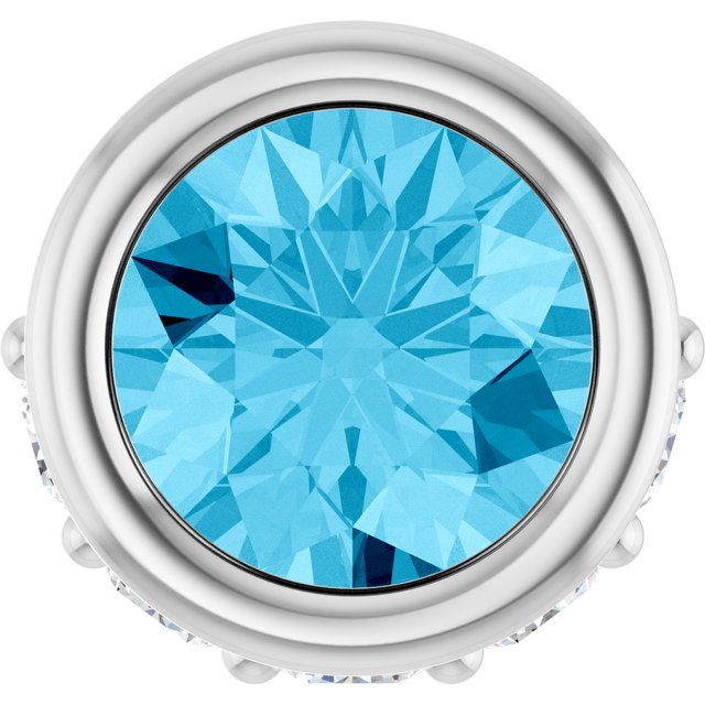 Platinum Natural Aquamarine & .07 CTW Natural Diamond Pendant