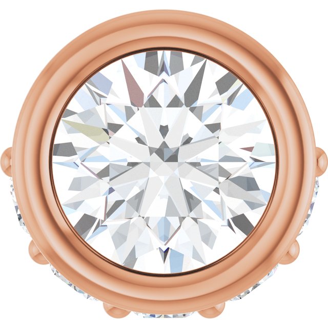 14K Rose Natural White Sapphire & .07 CTW Natural Diamond Pendant