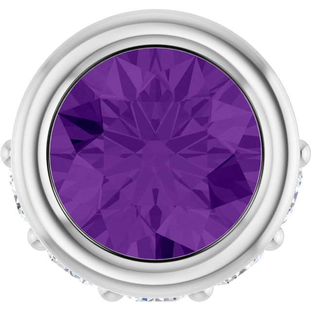 Sterling Silver Natural Amethyst & .07 CTW Natural Diamond Pendant