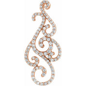 14K Rose 3/4 CTW Natural Diamond Scroll Pendant