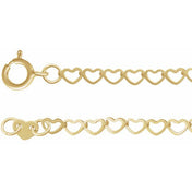 14K Yellow 2.5 mm Heart 18" Chain