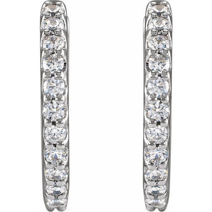 14K Lab-Grown Diamond Hoop Earrings 1/3 CTW and 1/2 CTW