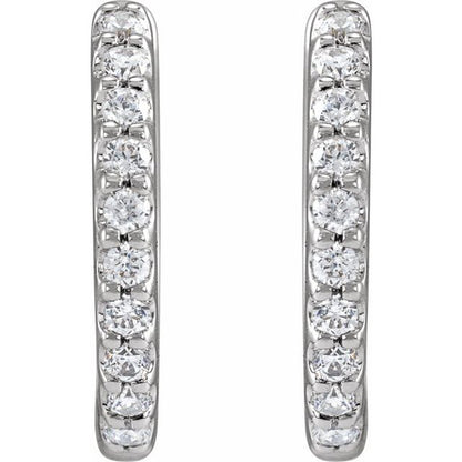 14K Lab-Grown Diamond Hoop Earrings 1/3 CTW and 1/2 CTW