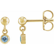 14K Yellow Natural Aquamarine Bezel-Set Earrings