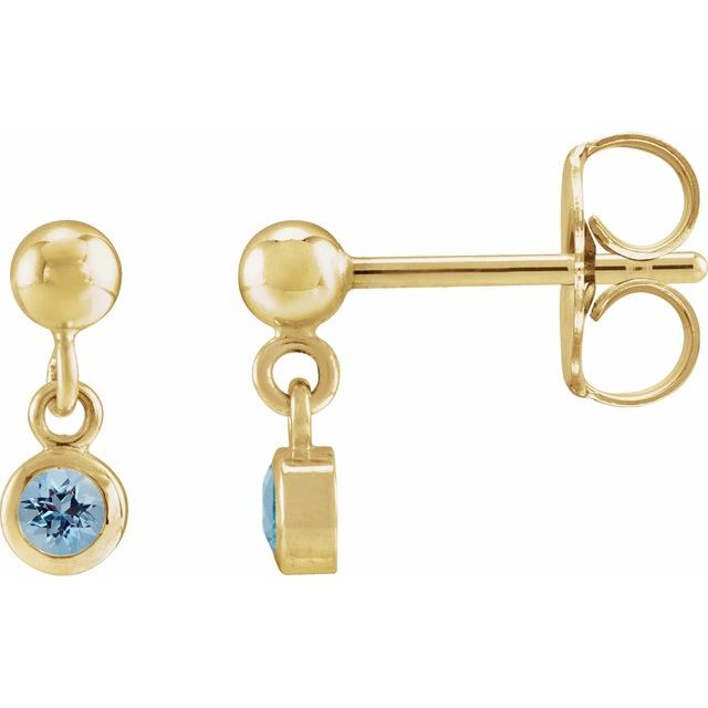14K Yellow Natural Aquamarine Bezel-Set Earrings