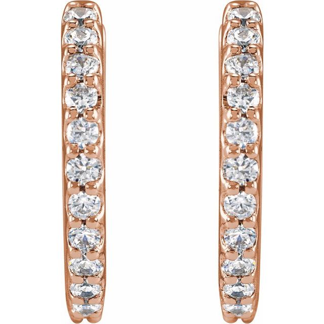 14K Lab-Grown Diamond Hoop Earrings 1/3 CTW and 1/2 CTW