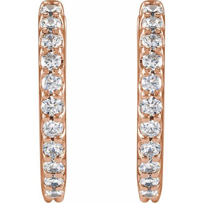 14K Lab-Grown Diamond Hoop Earrings 1/3 CTW and 1/2 CTW