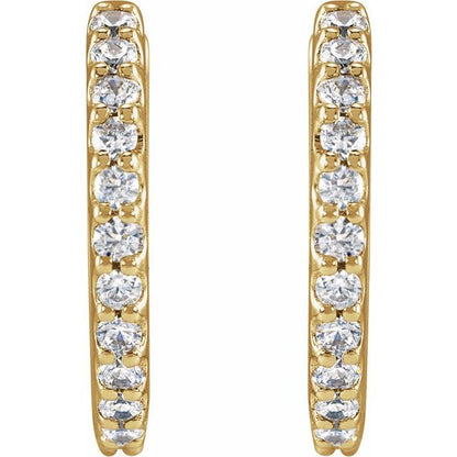 14K Lab-Grown Diamond Hoop Earrings 1/3 CTW and 1/2 CTW