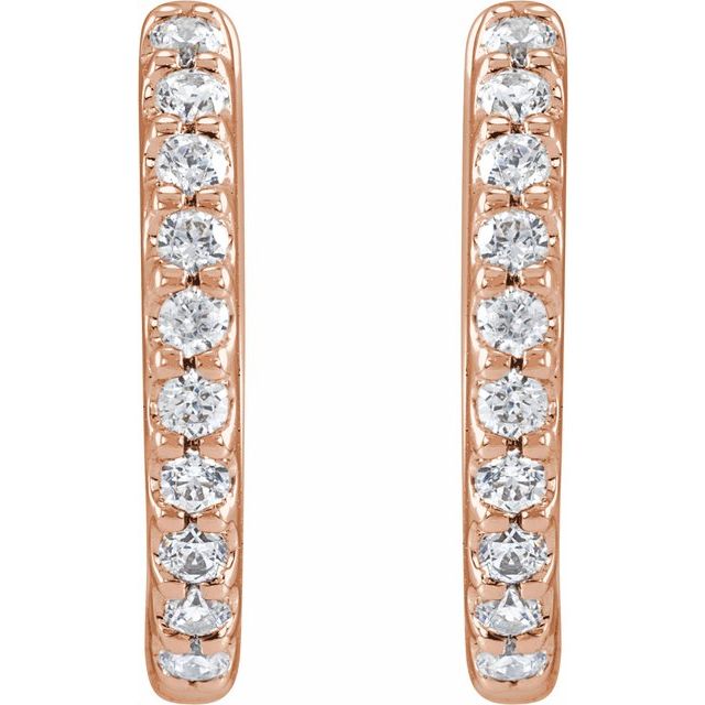 14K Lab-Grown Diamond Hoop Earrings 1/3 CTW and 1/2 CTW