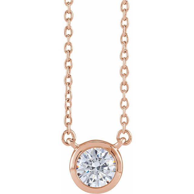 14K Lab-Grown Diamond Adjustable 16-18" Necklace with 1 CTW and 1/2 CTW Options