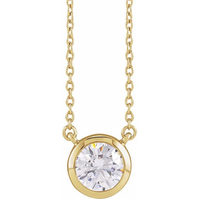 14K Lab-Grown Diamond Adjustable 16-18" Necklace with 1 CTW and 1/2 CTW Options