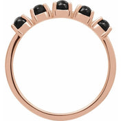 14K Rose Natural Black Onyx Cabochon Stackable Ring