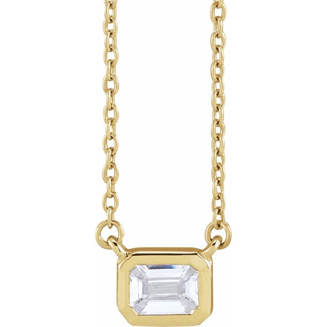 14K Lab-Grown Diamond Adjustable 16-18" Necklace with 1 CTW and 1/2 CTW Options