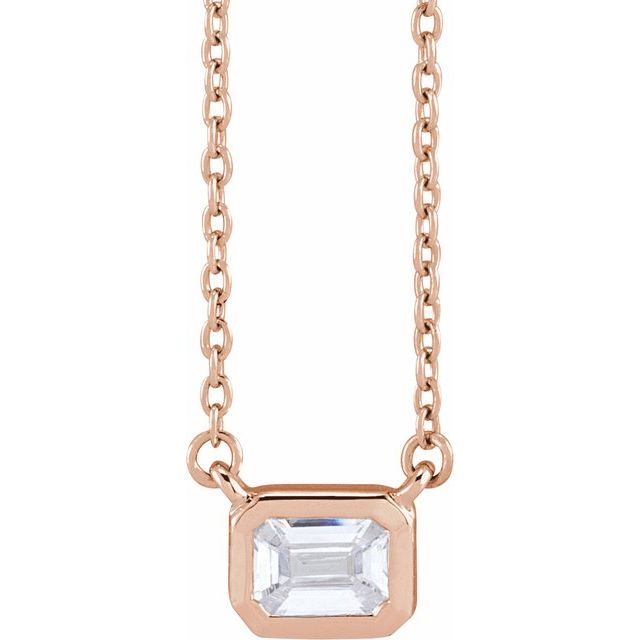 14K Lab-Grown Diamond Adjustable 16-18" Necklace with 1 CTW and 1/2 CTW Options