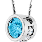 14K White Natural Aquamarine & .07 CTW Natural Diamond 18" Necklace