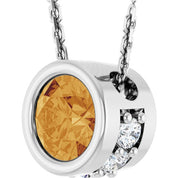 14K White Natural Citrine & .07 CTW Natural Diamond 18" Necklace