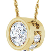 14K Yellow Natural White Sapphire & .07 CTW Natural Diamond 18" Necklace