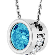 14K White Natural Blue Zircon & .07 CTW Natural Diamond 18" Necklace