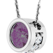 14K White Lab-Grown Alexandrite & .07 CTW Natural Diamond 18" Necklace