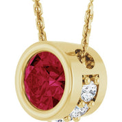 14K Yellow Natural Ruby & .07 CTW Natural Diamond 18" Necklace